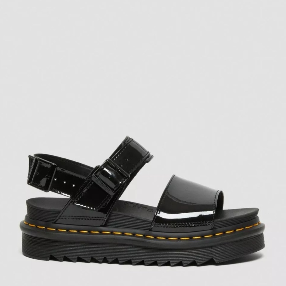 Dr. Martens VOSS Patent Leather Strap Sandals in Black Lampe - Picture 4 of 16